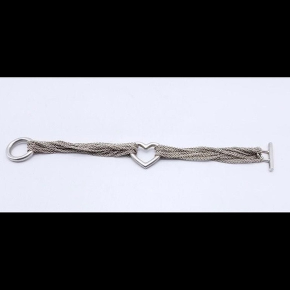 Tiffany & Co Silver Heart Toggle Multi Strand Bracelet